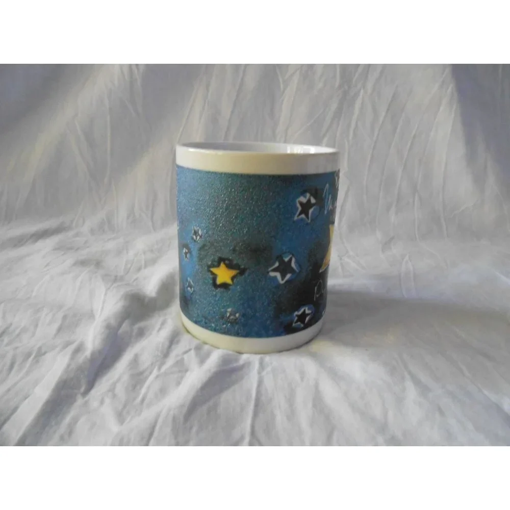 Collectible LINYI Silver Phoenix Making the Difference Coffee Mug Cup Blue Stars